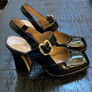 Sam Edelman  Elegant Black Patent Leather Slingback Heels. Never worn